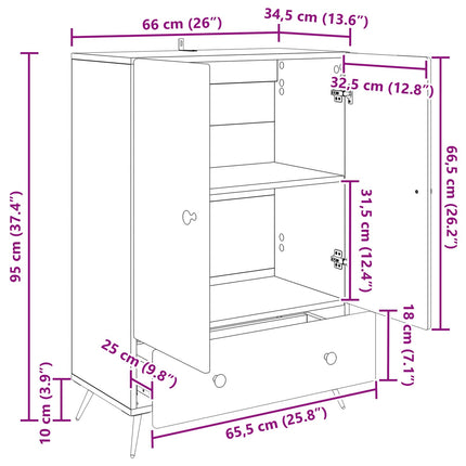 Sideboard Artisan-ek 66 x 34,5 x 95 cm Konstruerat trä