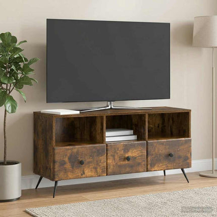 TV-skåp med låda Rökt ek 102 x 34,5 x 50 cm Konstruerat trä