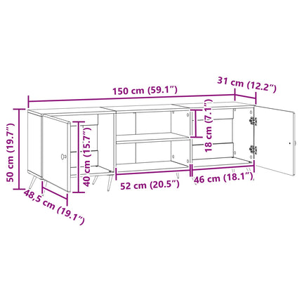 TV-skåp 150 x 31 x 50 cm Grå sonoma-ek Konstruerat trä