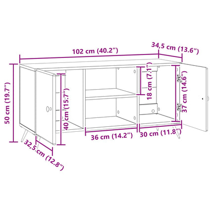 TV-skåp Rökt ek 102 x 34,5 x 50 cm Konstruerat trä
