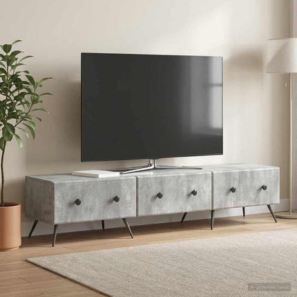 TV-skåp med låda Betonggrå 147 x 34,5 x 30 cm Konstruerat trä
