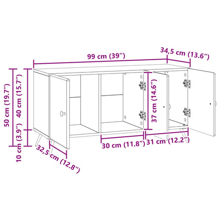 TV-skåp Gammalt trä 99 x 34,5 x 50 cm Konstruerat trä