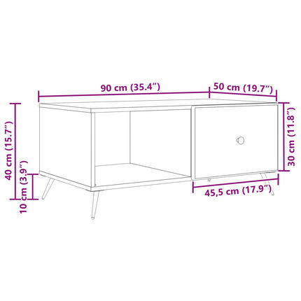 Kaffeebord Betonggrå 90 x 50 x 40 cm Konstruerat trä