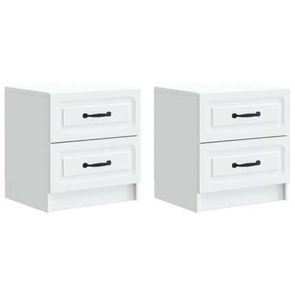 Nattduksbord 2 pcs Vit 43 x 34,5 x 44,5 cm Konstruerat trä