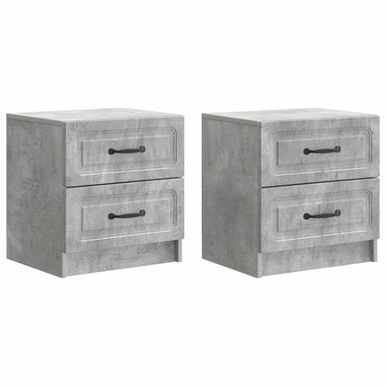 Nattduksbord med låda 2 pcs Betonggrå 43 x 34,5 x 44,5 cm