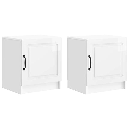 Nattduksbord 2 pcs Vit högglans 43 x 34,5 x 47 cm