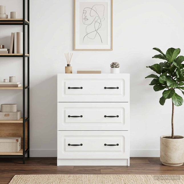 Lådans skåp 66 x 34,5 x 87 cm Konstruerat trä Vit högglans