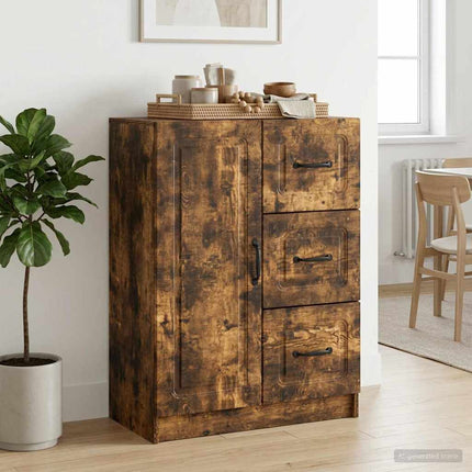Sideboard med låda Rökt ek 66 x 34,5 x 87 cm Konstruerat trä