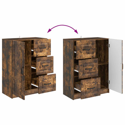 Sideboard med låda Rökt ek 66 x 34,5 x 87 cm Konstruerat trä