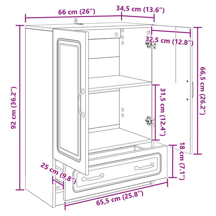Sideboard Artisan-ek 66 x 34,5 x 92 cm Konstruerat trä