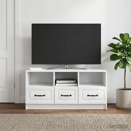 TV-skåp Vit högglans 102 x 34,5 x 47 cm Konstruerat trä