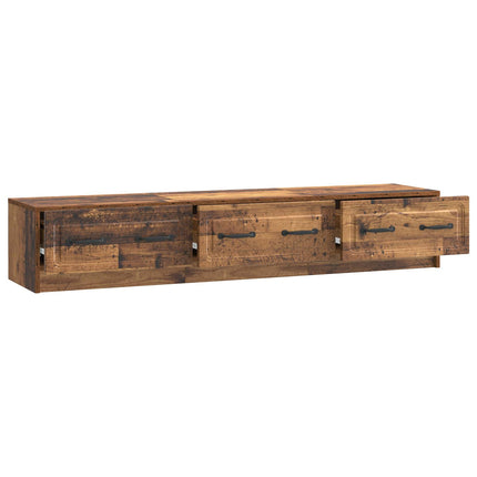 TV-skåp med låda Gammalt trä 147 x 34,5 x 27 cm Konstruerat trä