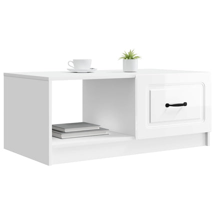 Kaffeebord Vit högglans 90 x 50 x 37 cm Konstruerat trä