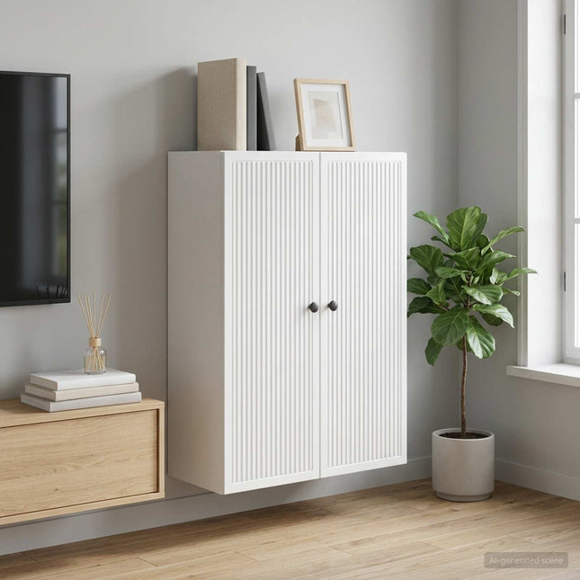 Väggmonterat skåp Vit 66 x 34,5 x 90 cm Konstruerat trä