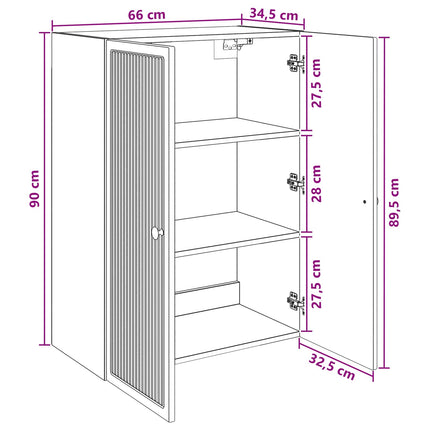 Väggmonterat skåp Vit 66 x 34,5 x 90 cm Konstruerat trä