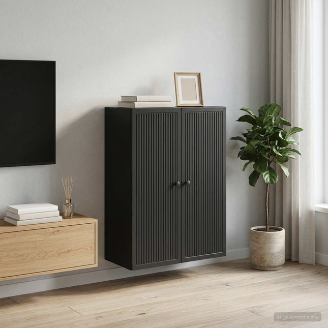 Väggmonterat skåp Svart 66 x 34,5 x 90 cm Konstruerat trä