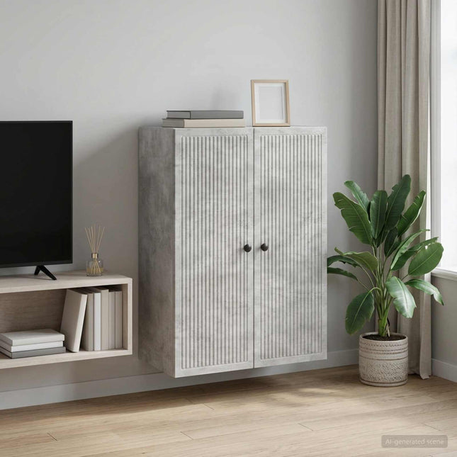Väggmonterat skåp Betonggrå 66 x 34,5 x 90 cm Konstruerat trä