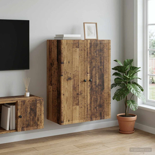 Väggmonterat skåp Gammalt trä 66 x 34,5 x 90 cm Konstruerat trä
