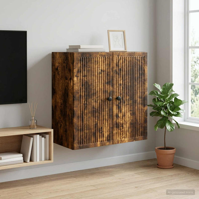 Väggmonterat skåp Rökt ek 59 x 31 x 60 cm Konstruerat trä
