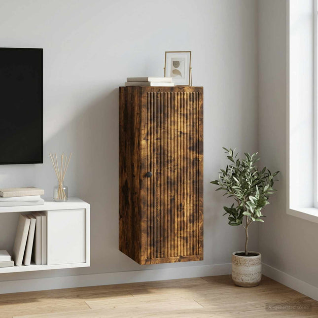 Väggmonterat skåp Rökt ek 33 x 34,5 x 90 cm Konstruerat trä