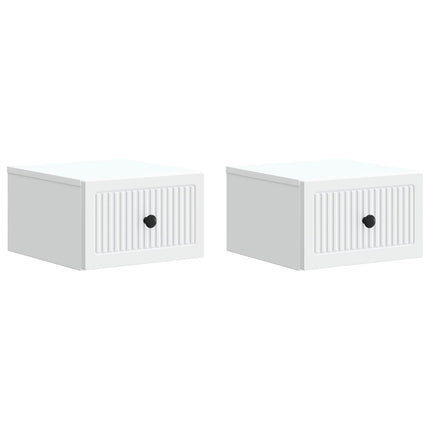 Väggmonterat Sängbord med låda 2 pcs Vit 33 x 34,5 x 20 cm