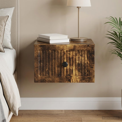 Väggmonterat Sängbord Rökt ek 33 x 34,5 x 20 cm Konstruerat trä