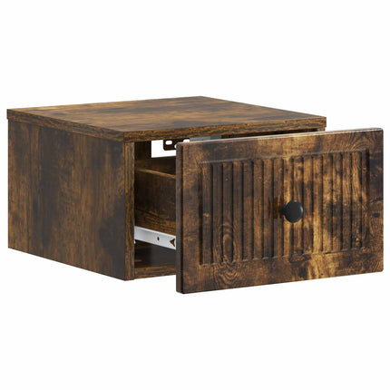 Väggmonterat Sängbord med låda 2 pcs Rökt ek 33 x 34,5 x 20 cm