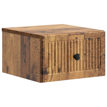 Väggmonterat Sängbord med låda Gammalt trä 33 x 34,5 x 20 cm