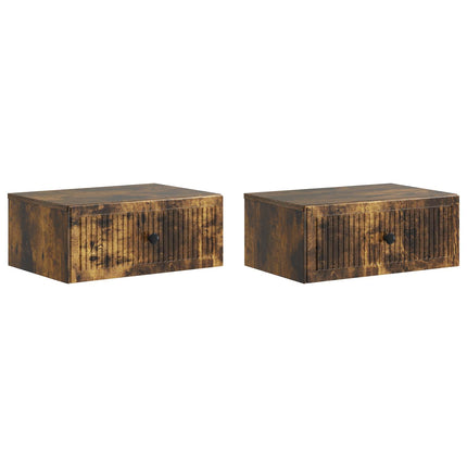 Nattduksbord 2 pcs Rökt ek 49 x 34,5 x 20 cm Konstruerat trä