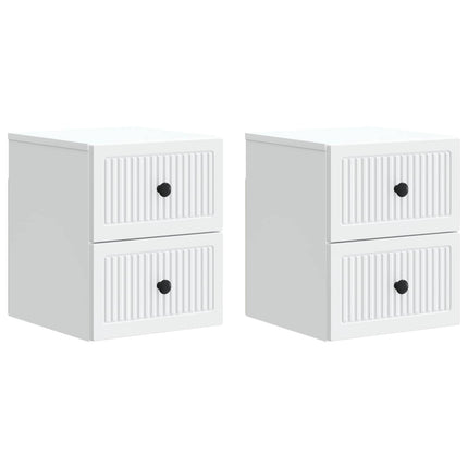Väggmonterat Sängbord med låda 2 pcs Vit 33 x 34,5 x 40 cm