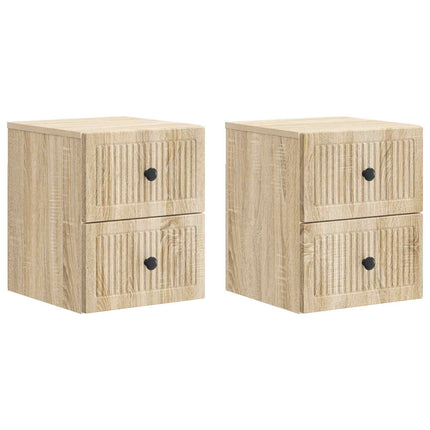 Väggmonterat Sängbord 2 pcs Sonoma-ek 33 x 34,5 x 40 cm
