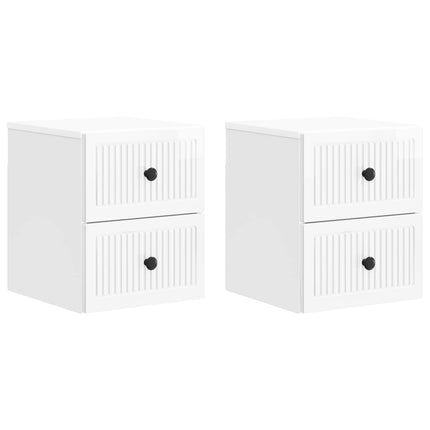 Väggmonterat Sängbord 2 pcs Vit högglans 33 x 34,5 x 40 cm