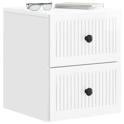 Väggmonterat Sängbord 2 pcs Vit högglans 33 x 34,5 x 40 cm