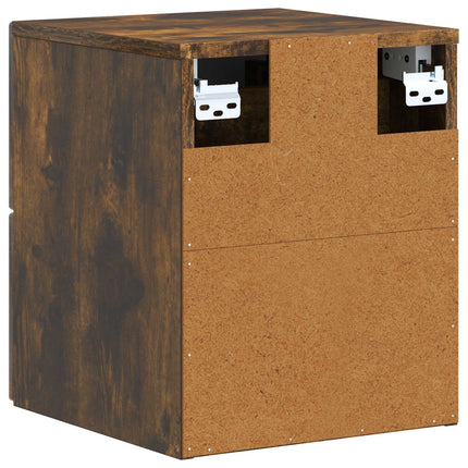 Väggmonterat Sängbord med låda 2 pcs Rökt ek 33 x 34,5 x 40 cm