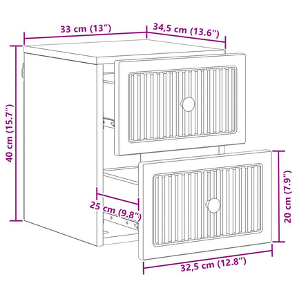 Väggmonterat Sängbord 2 pcs Grå sonoma-ek 33 x 34,5 x 40 cm