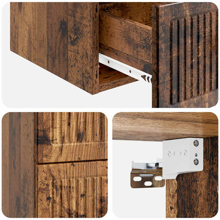 Väggmonterat Sängbord 2 st Gammalt trä 33 x 34,5 x 40 cm