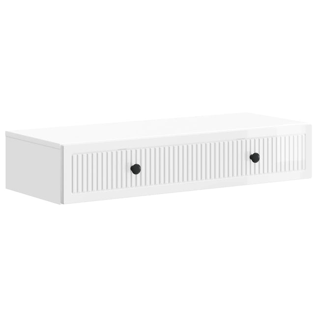 Väggmonterad sidobord Vit högglans 87,5 x 34,5 x 17 cm