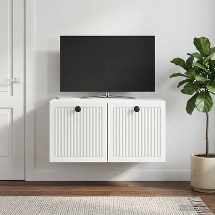 Väggmonterad TV-bänk Vit 59,5 x 41 x 30 cm Konstruerat trä