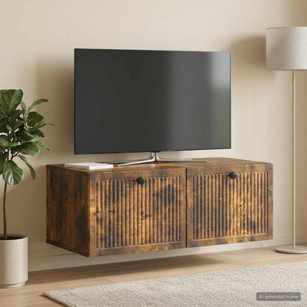 Väggmonterad TV-bänk Rökt ek 78,5 x 41 x 30 cm Konstruerat trä