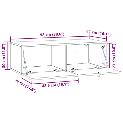 Väggmonterad TV-bänk Vit 98 x 41 x 30 cm Konstruerat trä