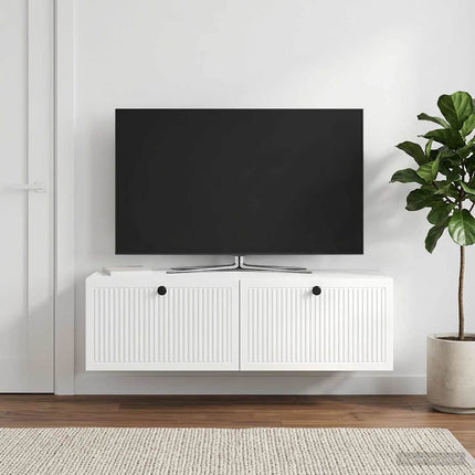 Väggmonterad TV-bänk Väggmonterad Vit högglans 98 x 41 x 30 cm