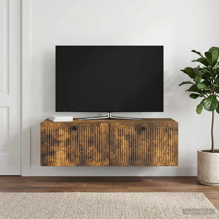 Väggmonterad TV-bänk Rökt ek 98 x 41 x 30 cm Konstruerat trä
