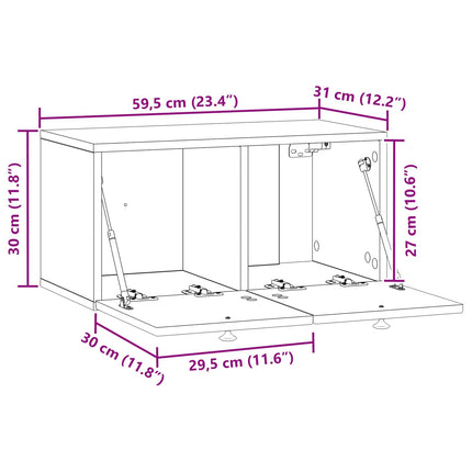 Väggmonterad TV-bänk Svart 59,5 x 31 x 30 cm Konstruerat trä