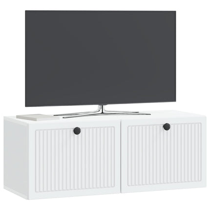 Väggmonterad TV-bänk Vit 78,5 x 31 x 30 cm Konstruerat trä
