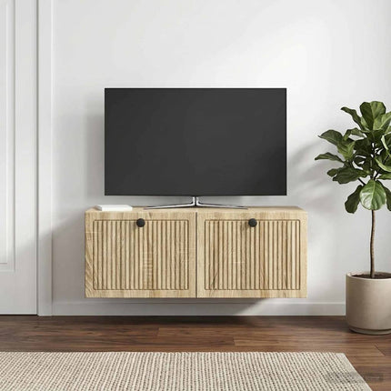 Väggmonterad TV-bänk Väggmonterad Sonoma-ek 78,5 x 31 x 30 cm