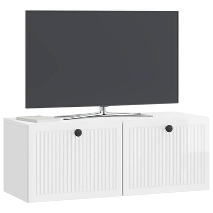 Väggmonterad TV-bänk Vit högglans 78,5 x 31 x 30 cm