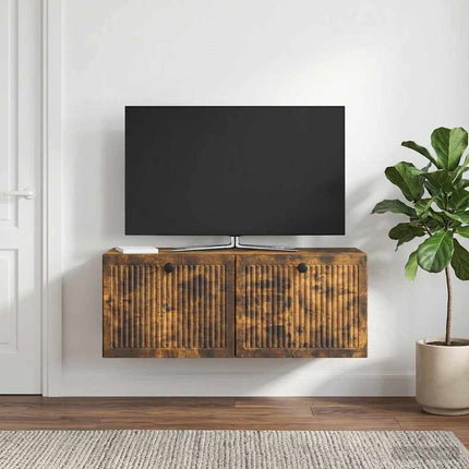 Väggmonterad TV-bänk Rökt ek 78,5 x 31 x 30 cm Konstruerat trä