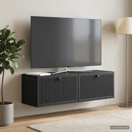Väggmonterad TV-bänk Svart 98 x 31 x 30 cm Konstruerat trä