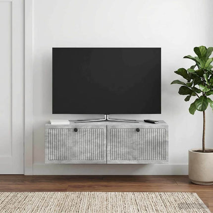 Väggmonterad TV-bänk Betonggrå 98 x 31 x 30 cm Konstruerat trä