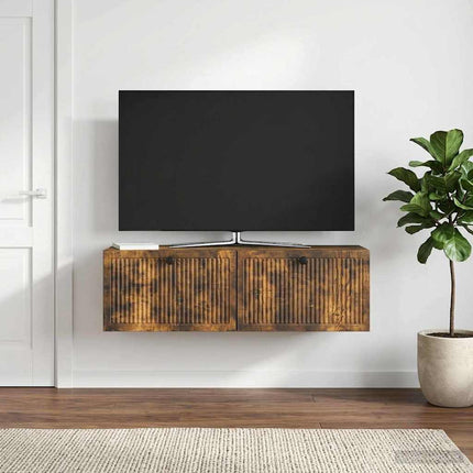 Väggmonterad TV-bänk Rökt ek 98 x 31 x 30 cm Konstruerat trä